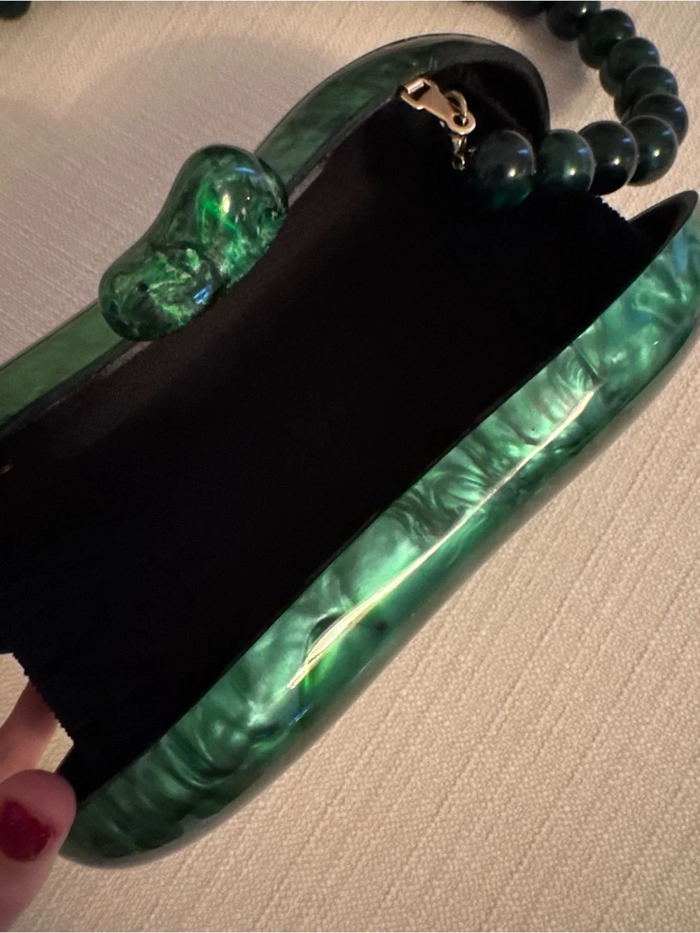 Green Acrylic Clutch. Comes with strap!